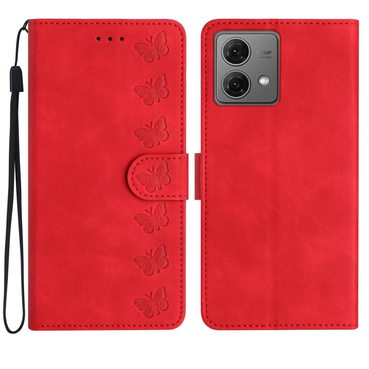 Seven Butterflies Embossed Leather Phone Case, For Motorola Edge 50 Pro, For Motorola Edge 50 Fusion, For Motorola Moto G84 5G, For Motorola Moto G54 5G