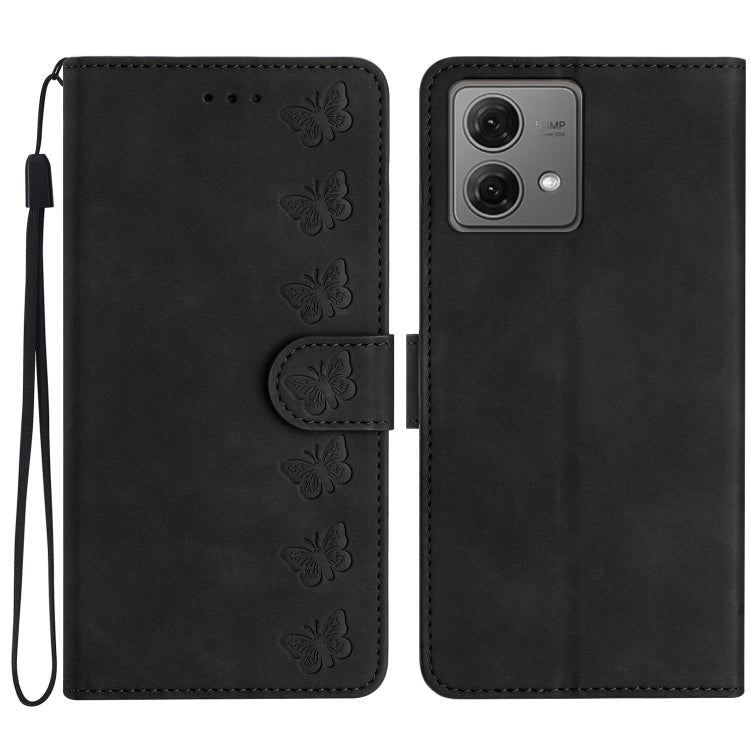 Seven Butterflies Embossed Leather Phone Case, For Motorola Edge 50 Pro, For Motorola Edge 50 Fusion, For Motorola Moto G84 5G, For Motorola Moto G54 5G