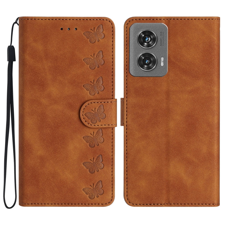 Seven Butterflies Embossed Leather Phone Case, For Motorola Edge 50 Pro, For Motorola Edge 50 Fusion, For Motorola Moto G84 5G, For Motorola Moto G54 5G