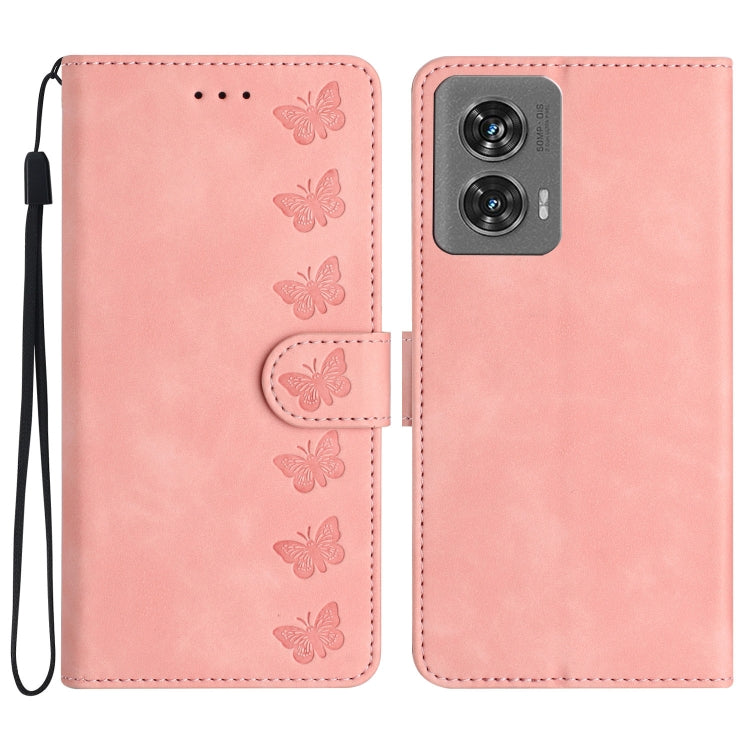 Seven Butterflies Embossed Leather Phone Case, For Motorola Edge 50 Pro, For Motorola Edge 50 Fusion, For Motorola Moto G84 5G, For Motorola Moto G54 5G