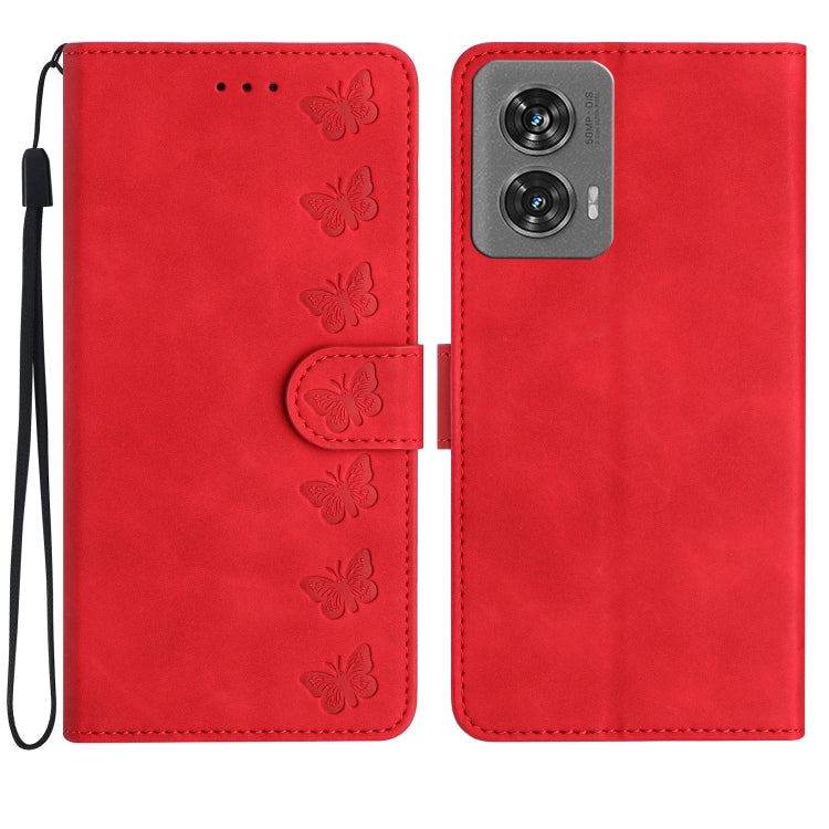 Seven Butterflies Embossed Leather Phone Case, For Motorola Edge 50 Pro, For Motorola Edge 50 Fusion, For Motorola Moto G84 5G, For Motorola Moto G54 5G