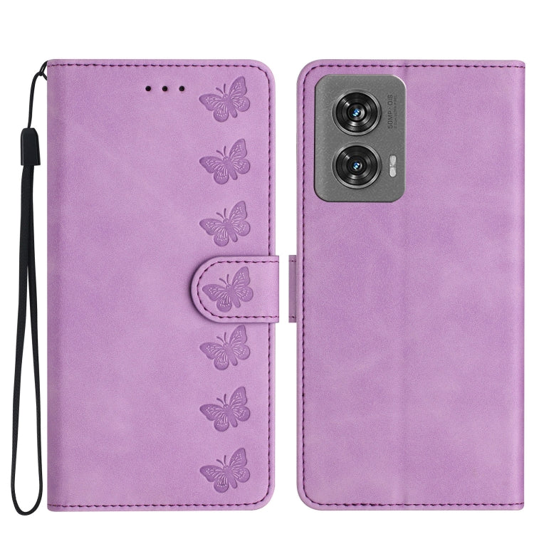 Seven Butterflies Embossed Leather Phone Case, For Motorola Edge 50 Pro, For Motorola Edge 50 Fusion, For Motorola Moto G84 5G, For Motorola Moto G54 5G