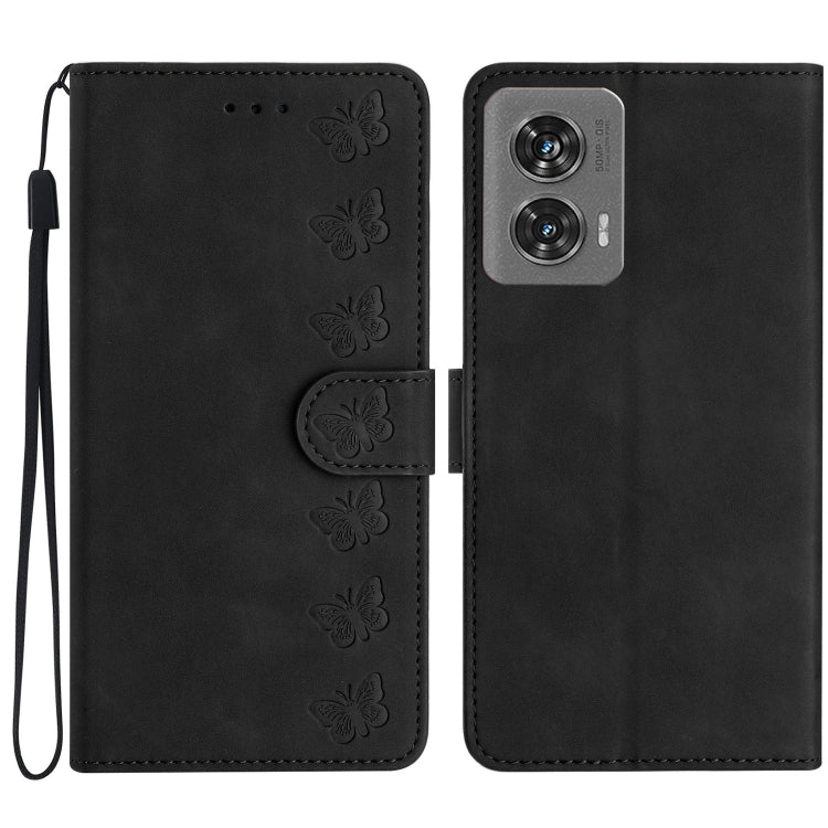 Seven Butterflies Embossed Leather Phone Case, For Motorola Edge 50 Pro, For Motorola Edge 50 Fusion, For Motorola Moto G84 5G, For Motorola Moto G54 5G