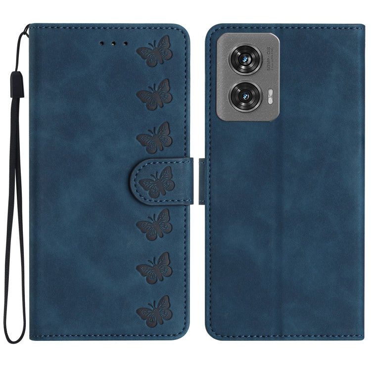 Seven Butterflies Embossed Leather Phone Case, For Motorola Edge 50 Pro, For Motorola Edge 50 Fusion, For Motorola Moto G84 5G, For Motorola Moto G54 5G