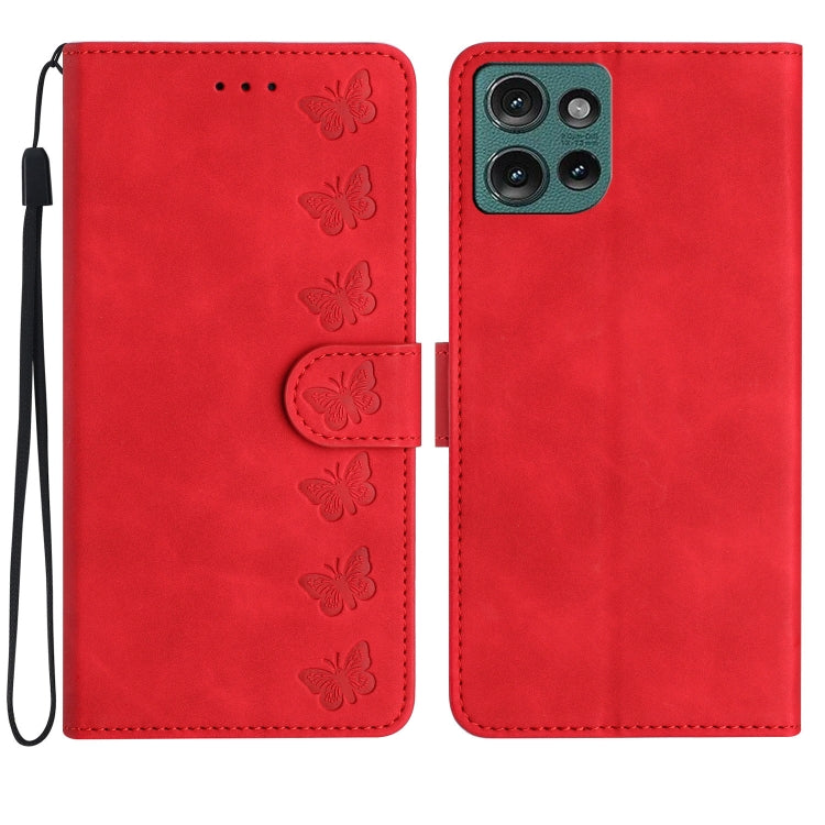 Seven Butterflies Embossed Leather Phone Case, For Motorola Moto E15, For Motorola Moto G05, For Motorola Moto G15, For Motorola Edge 50 5G