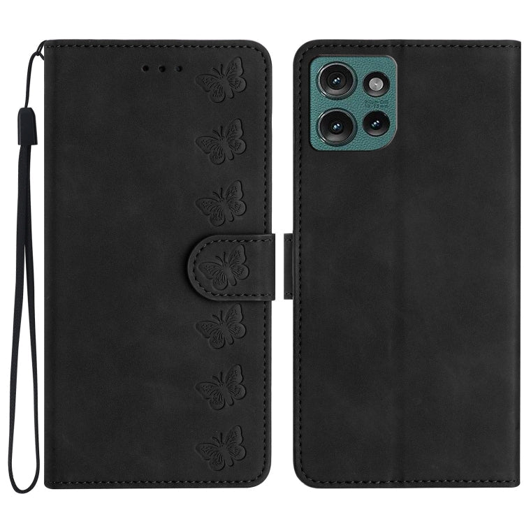 Seven Butterflies Embossed Leather Phone Case, For Motorola Moto E15, For Motorola Moto G05, For Motorola Moto G15, For Motorola Edge 50 5G