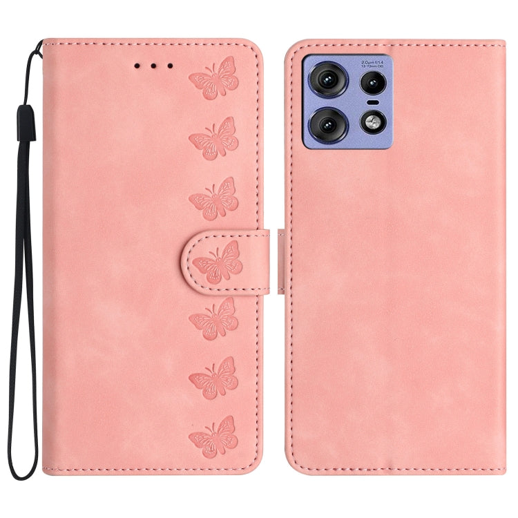 Seven Butterflies Embossed Leather Phone Case, For Motorola Edge 50 Pro, For Motorola Edge 50 Fusion, For Motorola Moto G84 5G, For Motorola Moto G54 5G
