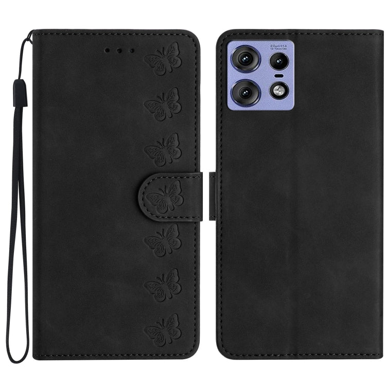 Seven Butterflies Embossed Leather Phone Case, For Motorola Edge 50 Pro, For Motorola Edge 50 Fusion, For Motorola Moto G84 5G, For Motorola Moto G54 5G