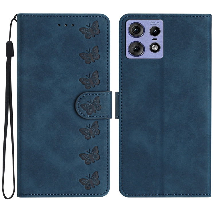 Seven Butterflies Embossed Leather Phone Case, For Motorola Edge 50 Pro, For Motorola Edge 50 Fusion, For Motorola Moto G84 5G, For Motorola Moto G54 5G