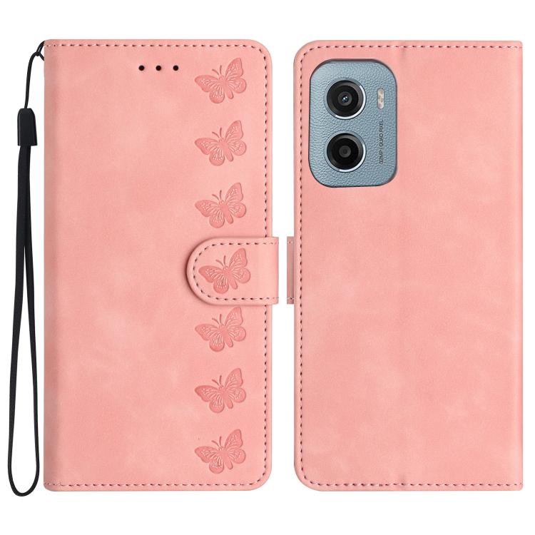 Seven Butterflies Embossed Leather Phone Case, For Motorola Moto E15, For Motorola Moto G05, For Motorola Moto G15, For Motorola Edge 50 5G