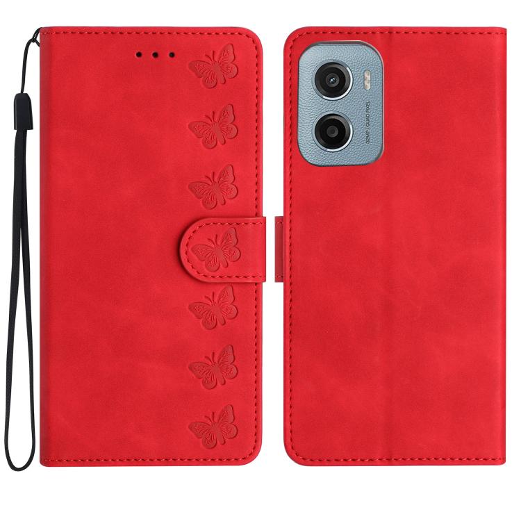 Seven Butterflies Embossed Leather Phone Case, For Motorola Moto E15, For Motorola Moto G05, For Motorola Moto G15, For Motorola Edge 50 5G