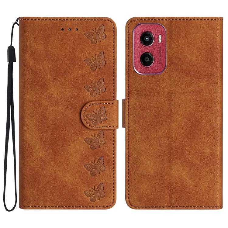 Seven Butterflies Embossed Leather Phone Case, For Motorola Moto E15, For Motorola Moto G05, For Motorola Moto G15, For Motorola Edge 50 5G