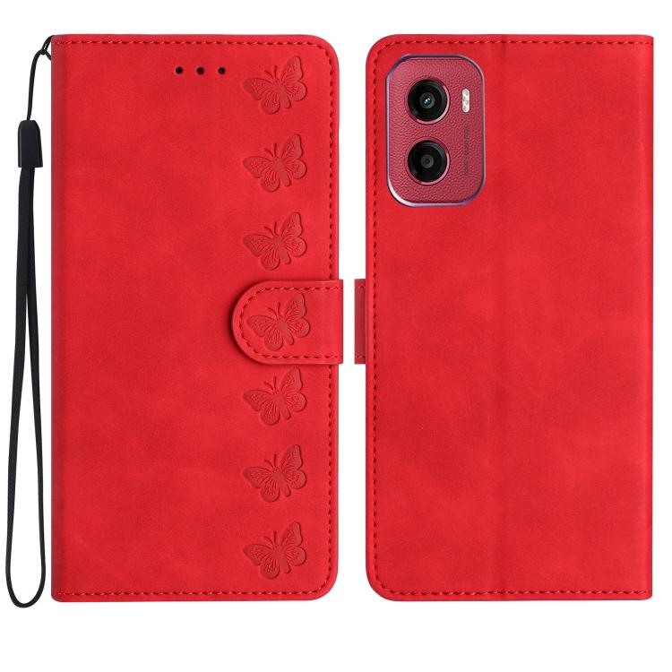 Seven Butterflies Embossed Leather Phone Case, For Motorola Moto E15, For Motorola Moto G05, For Motorola Moto G15, For Motorola Edge 50 5G