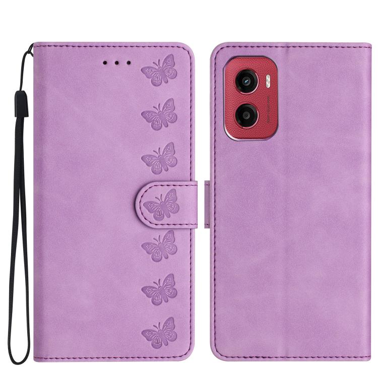Seven Butterflies Embossed Leather Phone Case, For Motorola Moto E15, For Motorola Moto G05, For Motorola Moto G15, For Motorola Edge 50 5G