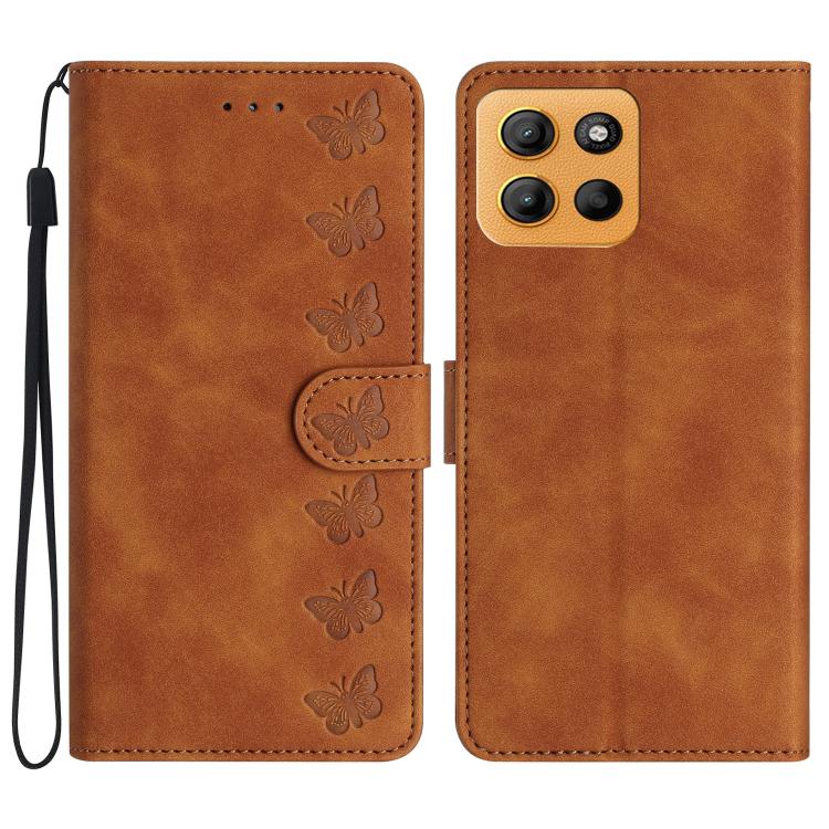 Seven Butterflies Embossed Leather Phone Case, For Motorola Moto E15, For Motorola Moto G05, For Motorola Moto G15, For Motorola Edge 50 5G