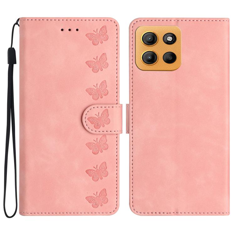Seven Butterflies Embossed Leather Phone Case, For Motorola Moto E15, For Motorola Moto G05, For Motorola Moto G15, For Motorola Edge 50 5G