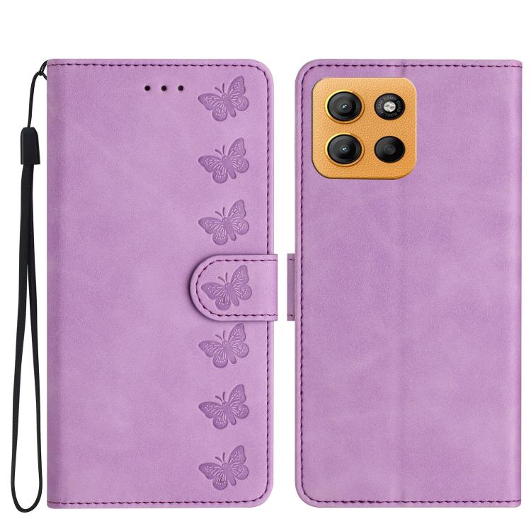 Seven Butterflies Embossed Leather Phone Case, For Motorola Moto E15, For Motorola Moto G05, For Motorola Moto G15, For Motorola Edge 50 5G