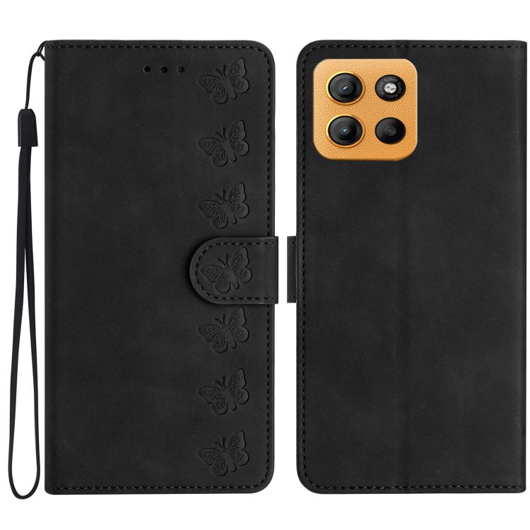 Seven Butterflies Embossed Leather Phone Case, For Motorola Moto E15, For Motorola Moto G05, For Motorola Moto G15, For Motorola Edge 50 5G