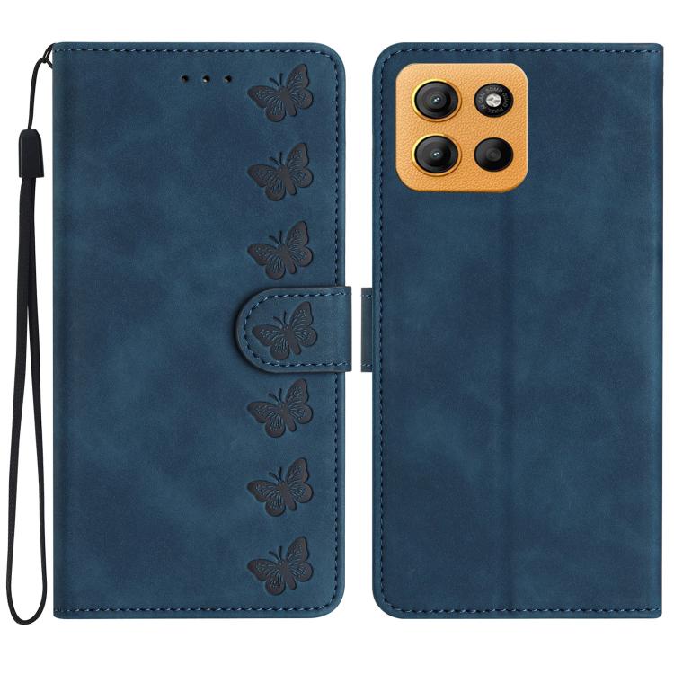 Seven Butterflies Embossed Leather Phone Case, For Motorola Moto E15, For Motorola Moto G05, For Motorola Moto G15, For Motorola Edge 50 5G