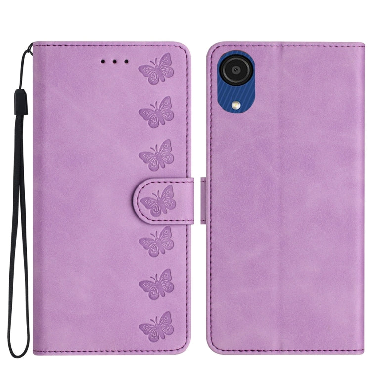 Seven Butterflies Embossed Leather Phone Case, For Samsung Galaxy A04 Core, For Samsung Galaxy S24+ 5G, For Samsung Galaxy A04s, For Samsung Galaxy S23 FE 5G