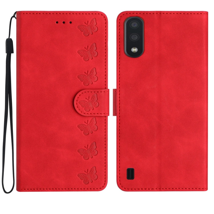 Seven Butterflies Embossed Leather Phone Case, For Samsung Galaxy A05, For Samsung Galaxy A10 / M10, For Samsung Galaxy A12 5G, For Samsung Galaxy A13 4G