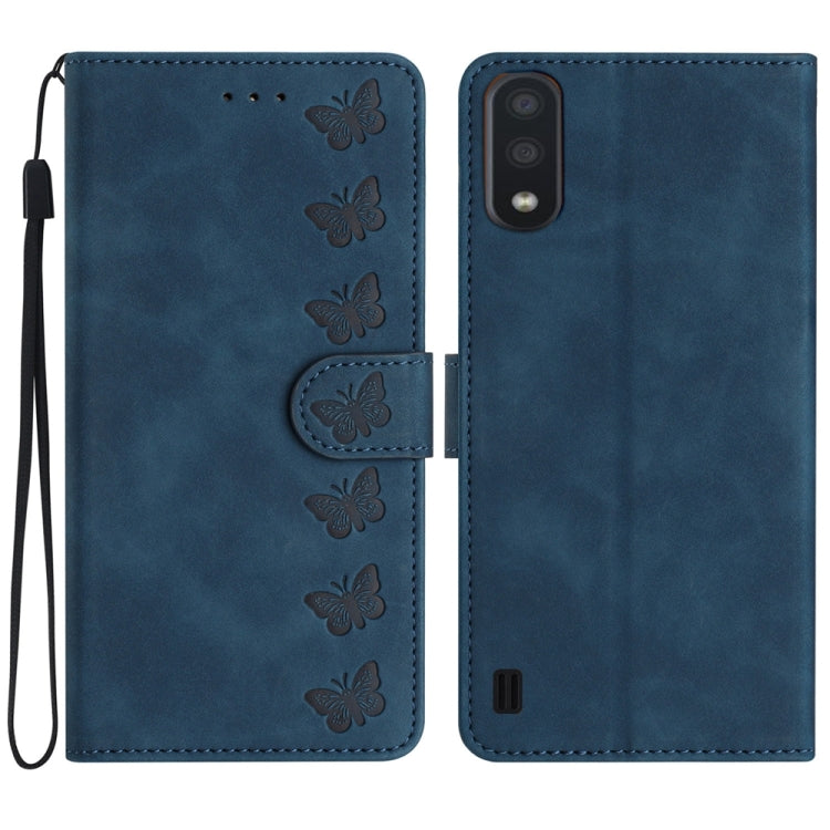 Seven Butterflies Embossed Leather Phone Case, For Samsung Galaxy A05, For Samsung Galaxy A10 / M10, For Samsung Galaxy A12 5G, For Samsung Galaxy A13 4G
