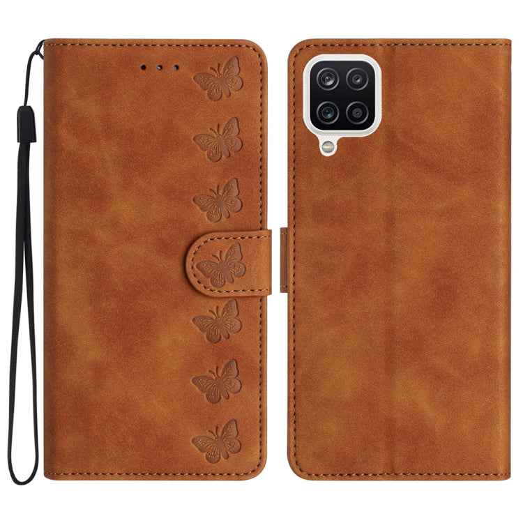 Seven Butterflies Embossed Leather Phone Case, For Samsung Galaxy A05, For Samsung Galaxy A10 / M10, For Samsung Galaxy A12 5G, For Samsung Galaxy A13 4G