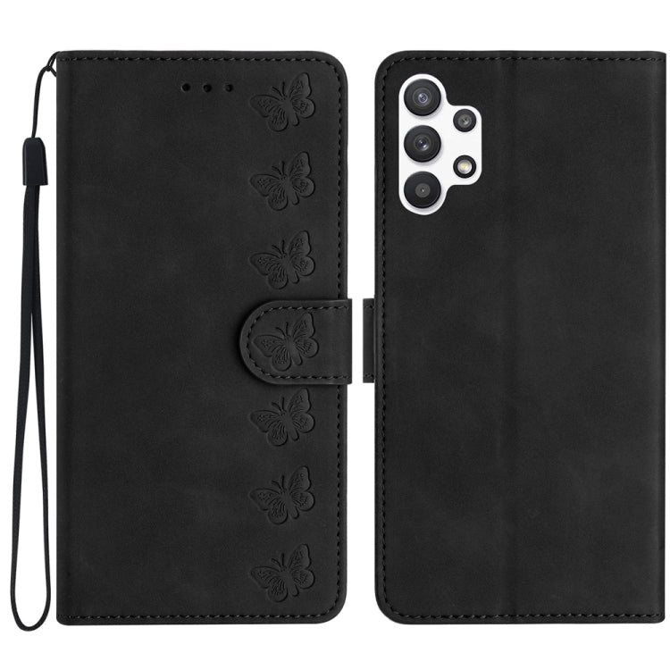 Seven Butterflies Embossed Leather Phone Case, For Samsung Galaxy A05, For Samsung Galaxy A10 / M10, For Samsung Galaxy A12 5G, For Samsung Galaxy A13 4G