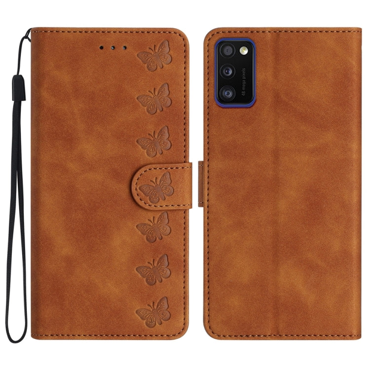 Seven Butterflies Embossed Leather Phone Case, For Samsung Galaxy A41, For Samsung Galaxy A42 5G, For Samsung Galaxy A50, For Samsung Galaxy A51
