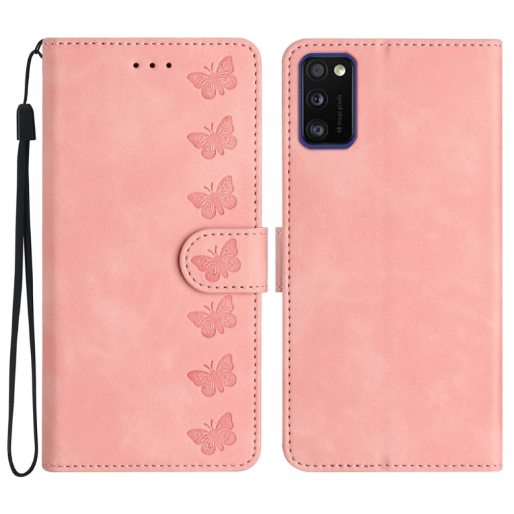 Seven Butterflies Embossed Leather Phone Case, For Samsung Galaxy A41, For Samsung Galaxy A42 5G, For Samsung Galaxy A50, For Samsung Galaxy A51