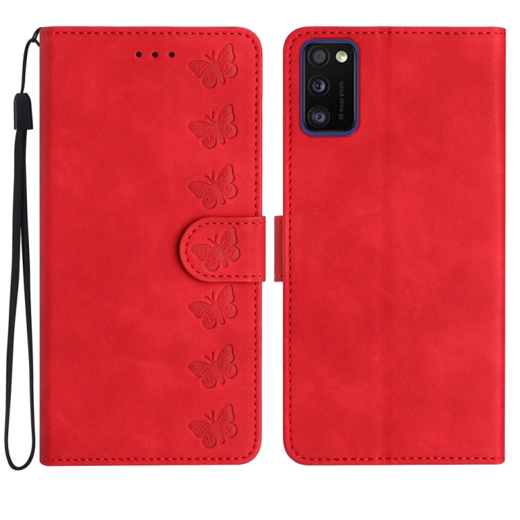 Seven Butterflies Embossed Leather Phone Case, For Samsung Galaxy A41, For Samsung Galaxy A42 5G, For Samsung Galaxy A50, For Samsung Galaxy A51