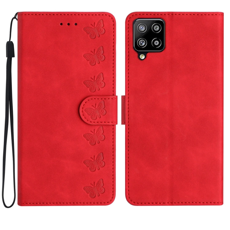 Seven Butterflies Embossed Leather Phone Case, For Samsung Galaxy A41, For Samsung Galaxy A42 5G, For Samsung Galaxy A50, For Samsung Galaxy A51