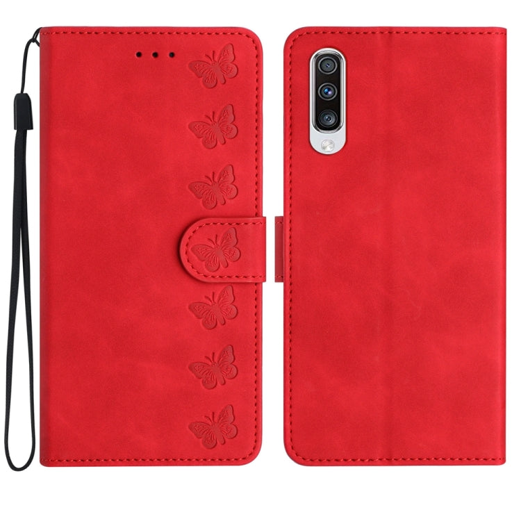 Seven Butterflies Embossed Leather Phone Case, For Samsung Galaxy A41, For Samsung Galaxy A42 5G, For Samsung Galaxy A50, For Samsung Galaxy A51