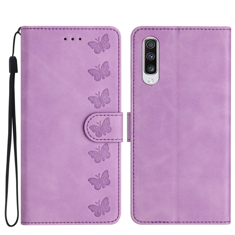 Seven Butterflies Embossed Leather Phone Case, For Samsung Galaxy A41, For Samsung Galaxy A42 5G, For Samsung Galaxy A50, For Samsung Galaxy A51
