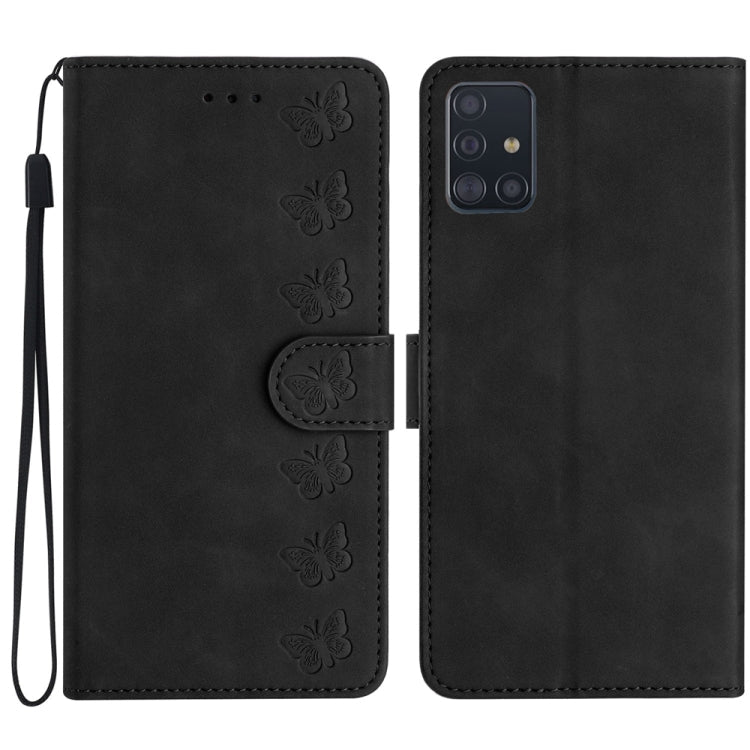 Seven Butterflies Embossed Leather Phone Case, For Samsung Galaxy A41, For Samsung Galaxy A42 5G, For Samsung Galaxy A50, For Samsung Galaxy A51