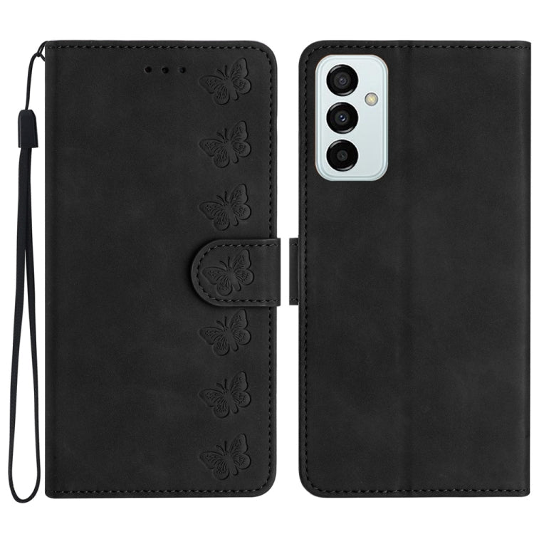 Seven Butterflies Embossed Leather Phone Case, For Samsung Galaxy M32, For Samsung Galaxy M52 5G, For Samsung Galaxy M53