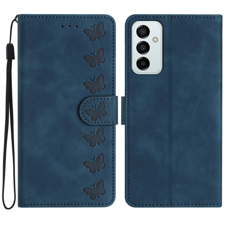 Seven Butterflies Embossed Leather Phone Case, For Samsung Galaxy M32, For Samsung Galaxy M52 5G, For Samsung Galaxy M53