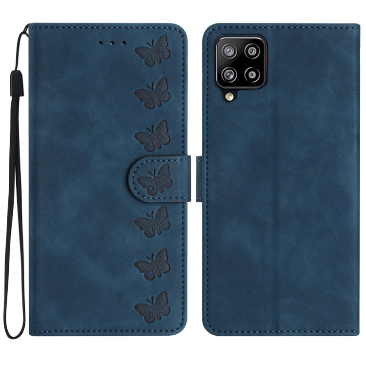 Seven Butterflies Embossed Leather Phone Case, For Samsung Galaxy M32, For Samsung Galaxy M52 5G, For Samsung Galaxy M53