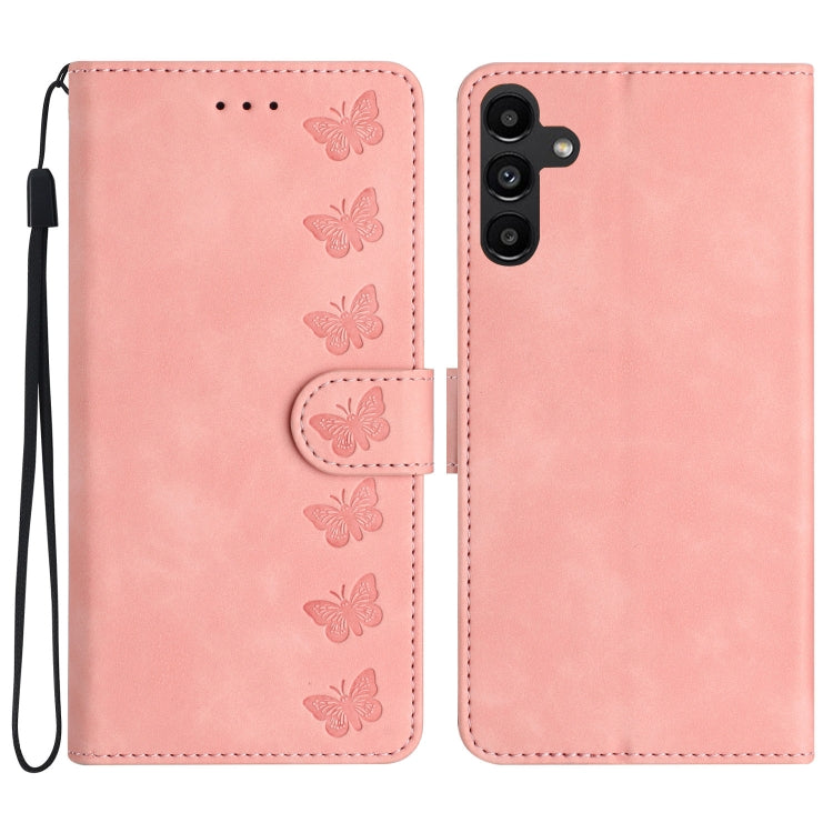 Seven Butterflies Embossed Leather Phone Case, For Samsung Galaxy A04 Core, For Samsung Galaxy S24+ 5G, For Samsung Galaxy A04s, For Samsung Galaxy S23 FE 5G