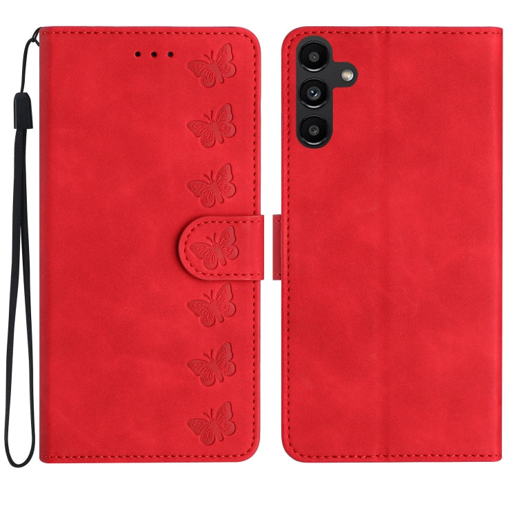 Seven Butterflies Embossed Leather Phone Case, For Samsung Galaxy A04 Core, For Samsung Galaxy S24+ 5G, For Samsung Galaxy A04s, For Samsung Galaxy S23 FE 5G