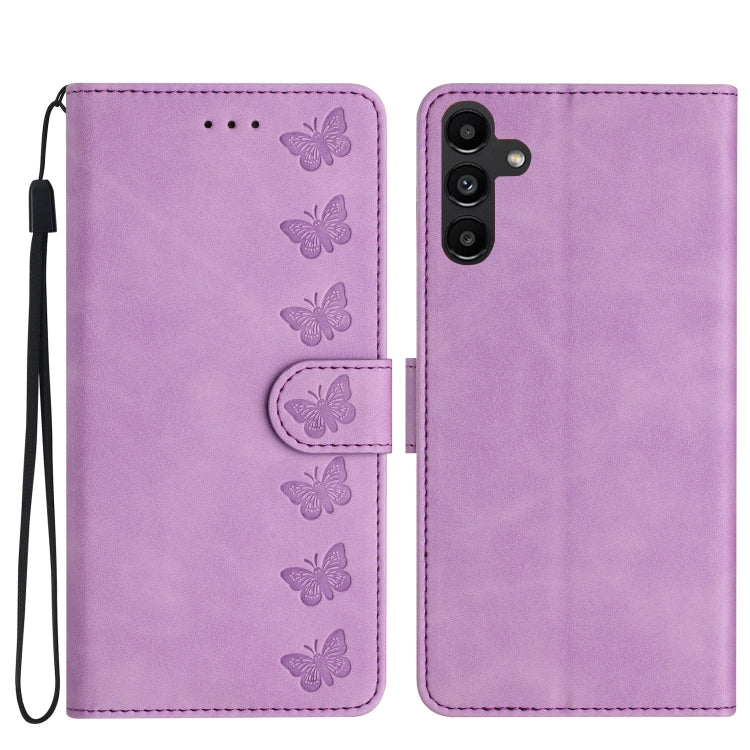 Seven Butterflies Embossed Leather Phone Case, For Samsung Galaxy A04 Core, For Samsung Galaxy S24+ 5G, For Samsung Galaxy A04s, For Samsung Galaxy S23 FE 5G