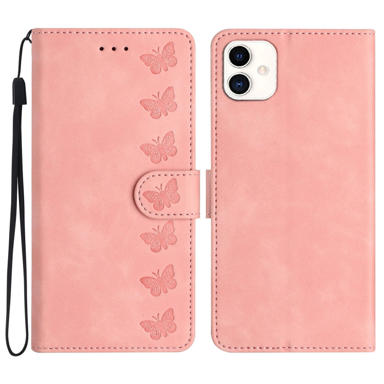 Seven Butterflies Embossed Leather Phone Case