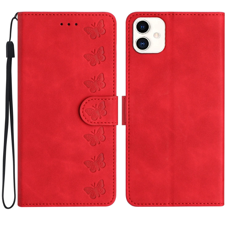 Seven Butterflies Embossed Leather Phone Case, For Samsung Galaxy A05, For Samsung Galaxy A10 / M10, For Samsung Galaxy A12 5G, For Samsung Galaxy A13 4G