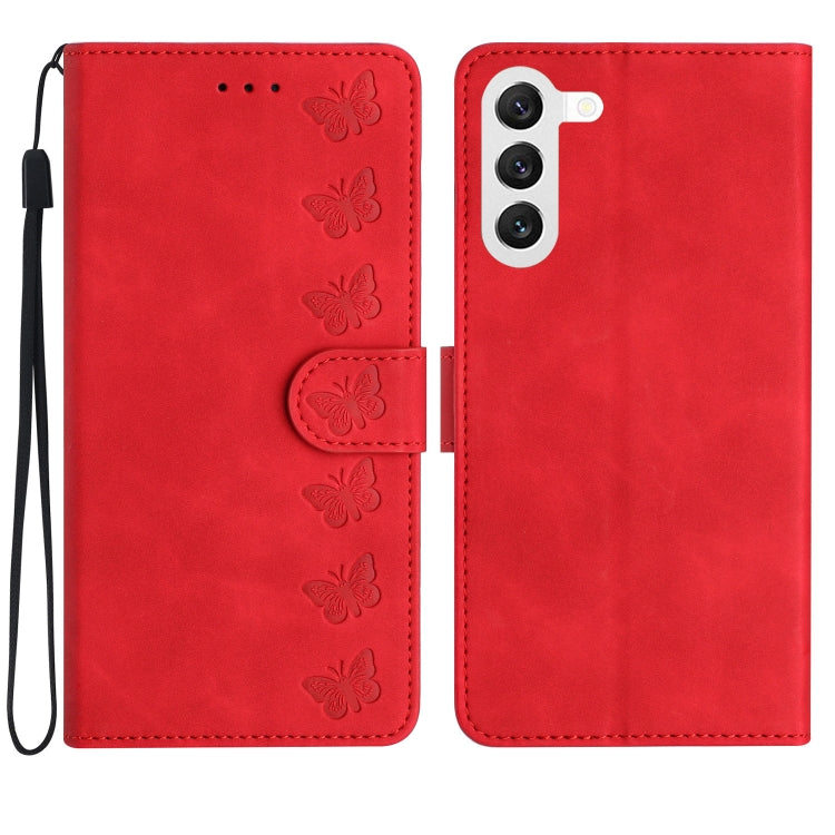 Seven Butterflies Embossed Leather Phone Case, For Samsung Galaxy A04 Core, For Samsung Galaxy S24+ 5G, For Samsung Galaxy A04s, For Samsung Galaxy S23 FE 5G
