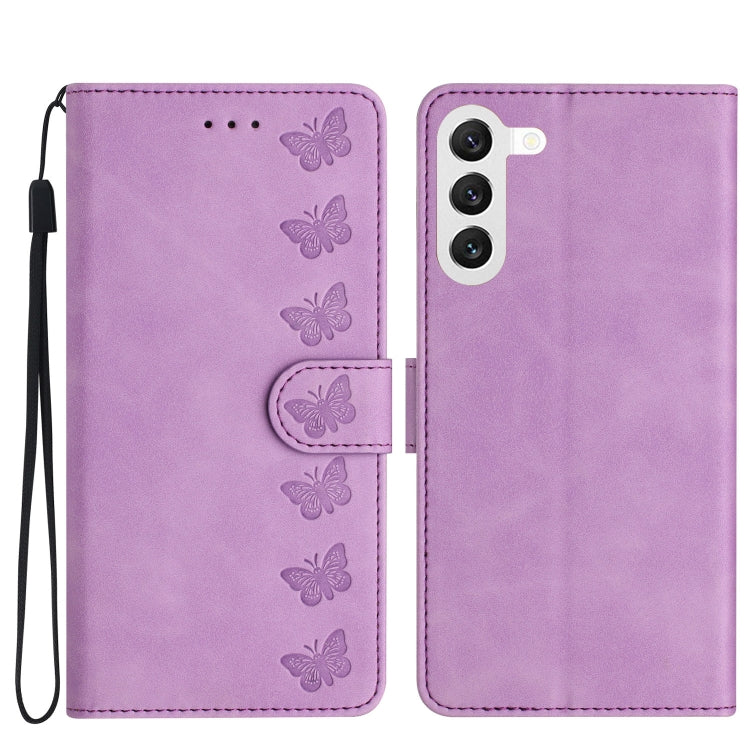 Seven Butterflies Embossed Leather Phone Case, For Samsung Galaxy A04 Core, For Samsung Galaxy S24+ 5G, For Samsung Galaxy A04s, For Samsung Galaxy S23 FE 5G