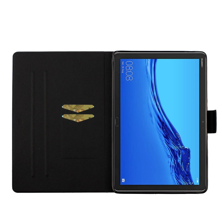 Flower Pattern Horizontal Flip Leather Case with Card Slots & Holder, For Huawei MediaPad M5 lite 10.1, For Huawei MediaPad T5, For Lenovo Tab M10, For Lenovo Tab M10 Plus