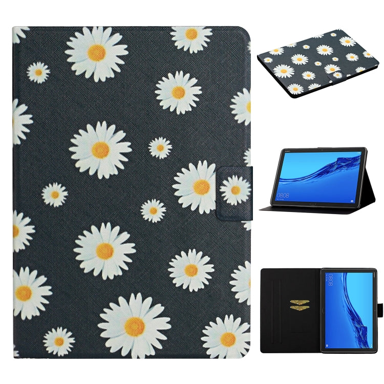 Flower Pattern Horizontal Flip Leather Case with Card Slots & Holder, For Huawei MediaPad M5 lite 10.1, For Huawei MediaPad T5, For Lenovo Tab M10, For Lenovo Tab M10 Plus