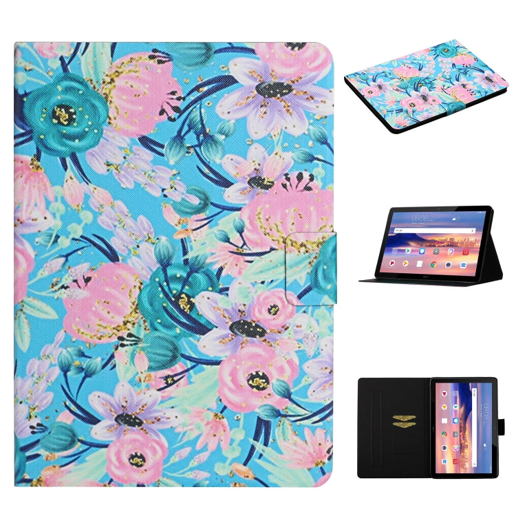 Flower Pattern Horizontal Flip Leather Case with Card Slots & Holder, For Huawei MediaPad M5 lite 10.1, For Huawei MediaPad T5, For Lenovo Tab M10, For Lenovo Tab M10 Plus