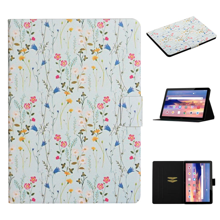 Flower Pattern Horizontal Flip Leather Case with Card Slots & Holder, For Huawei MediaPad M5 lite 10.1, For Huawei MediaPad T5, For Lenovo Tab M10, For Lenovo Tab M10 Plus