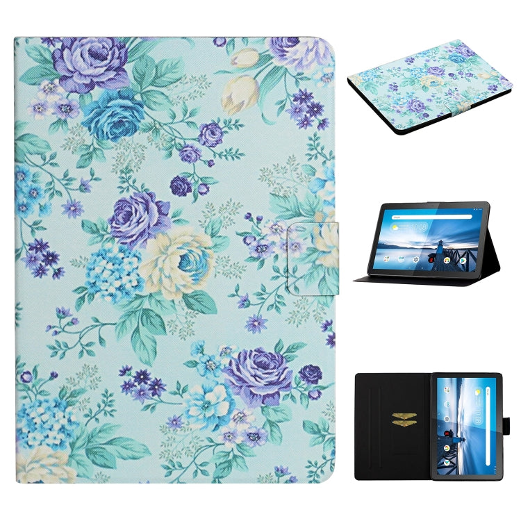 Flower Pattern Horizontal Flip Leather Case with Card Slots & Holder, For Huawei MediaPad M5 lite 10.1, For Huawei MediaPad T5, For Lenovo Tab M10, For Lenovo Tab M10 Plus